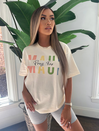 PRAY FOR MAUI TSHIRT - BUTTER