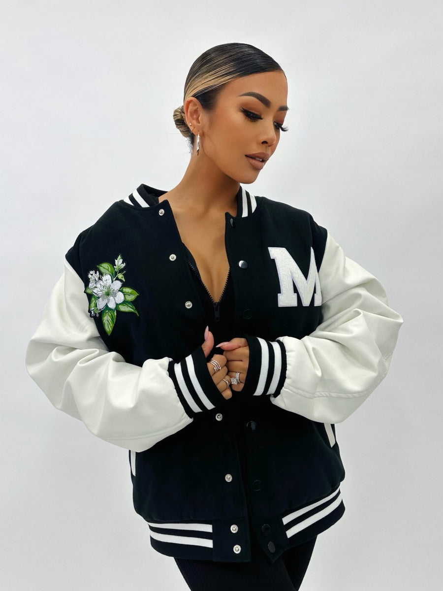 MAHAYAG VARSITY JACKET - BLACK/WHITE
