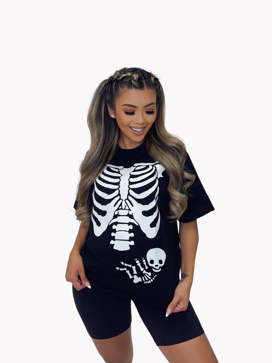 *PRE-ORDER* BABY SKELETON GLOW IN THE DARK TSHIRT - BLACK
