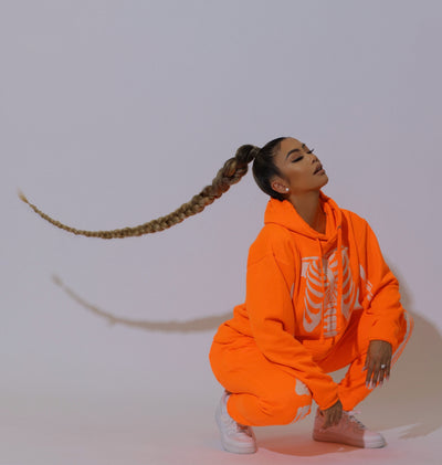 *PRE-ORDER* GLOW IN THE DARK SKELETON HOODIE - NEON ORANGE