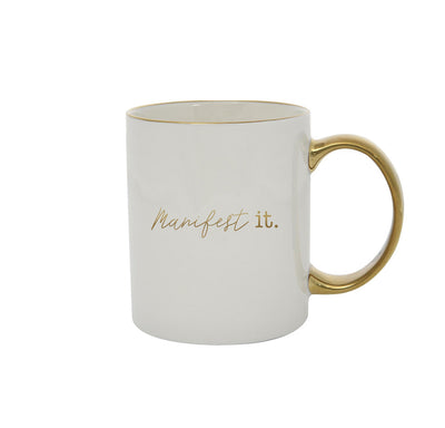 MANIFEST IT MUG - WHITE/GOLD