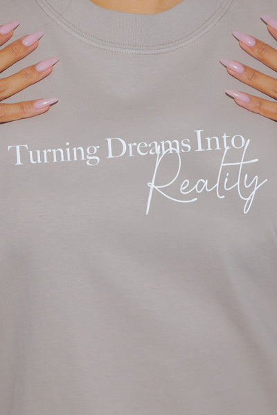 DREAMS TO REALITY TSHIRT - VINTAGE TAN