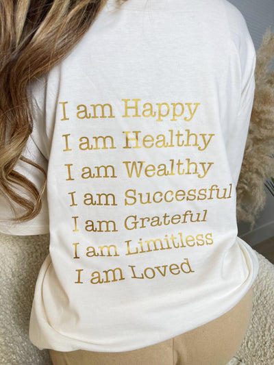 MANIFEST IT TSHIRT - OFF WHITE/GOLD