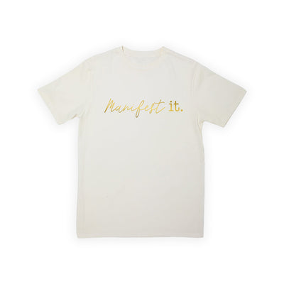 MANIFEST IT TSHIRT - OFF WHITE/GOLD